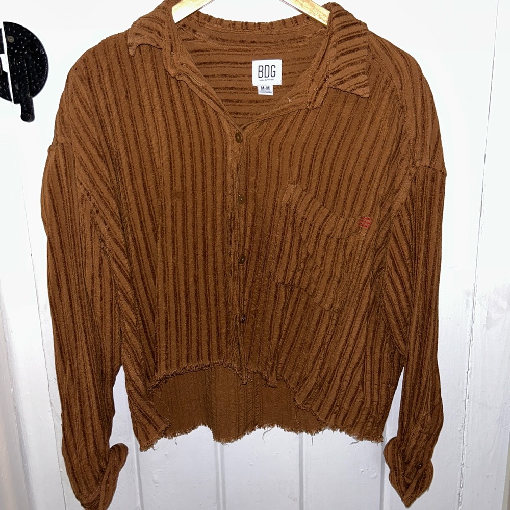 Burn orange textured BDG button down